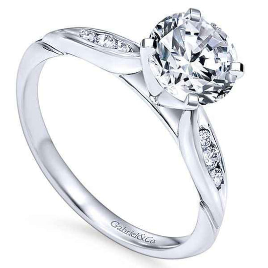 Gabriel & Co. 1/10 ct. tw. 6 Stone Closed Channel-Set Diamond Semi-Mount Engagement Ring in 14K White Gold close-up detail
