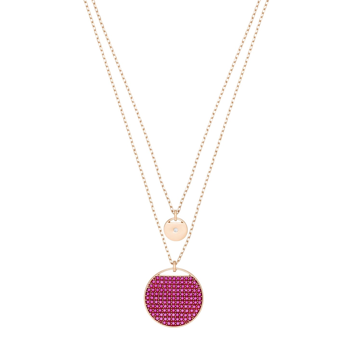 Swarovski Ginger Collection Fuschia Crystal Medallion layered Necklace in Rose Plating