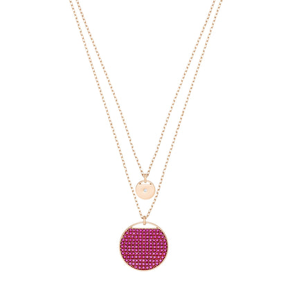 Swarovski Ginger Collection Fuschia Crystal Medallion layered Necklace in Rose Plating