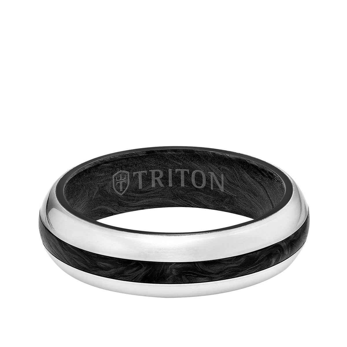 Triton Men's 6mm Titanium and Forged Carbon Wedding Ring