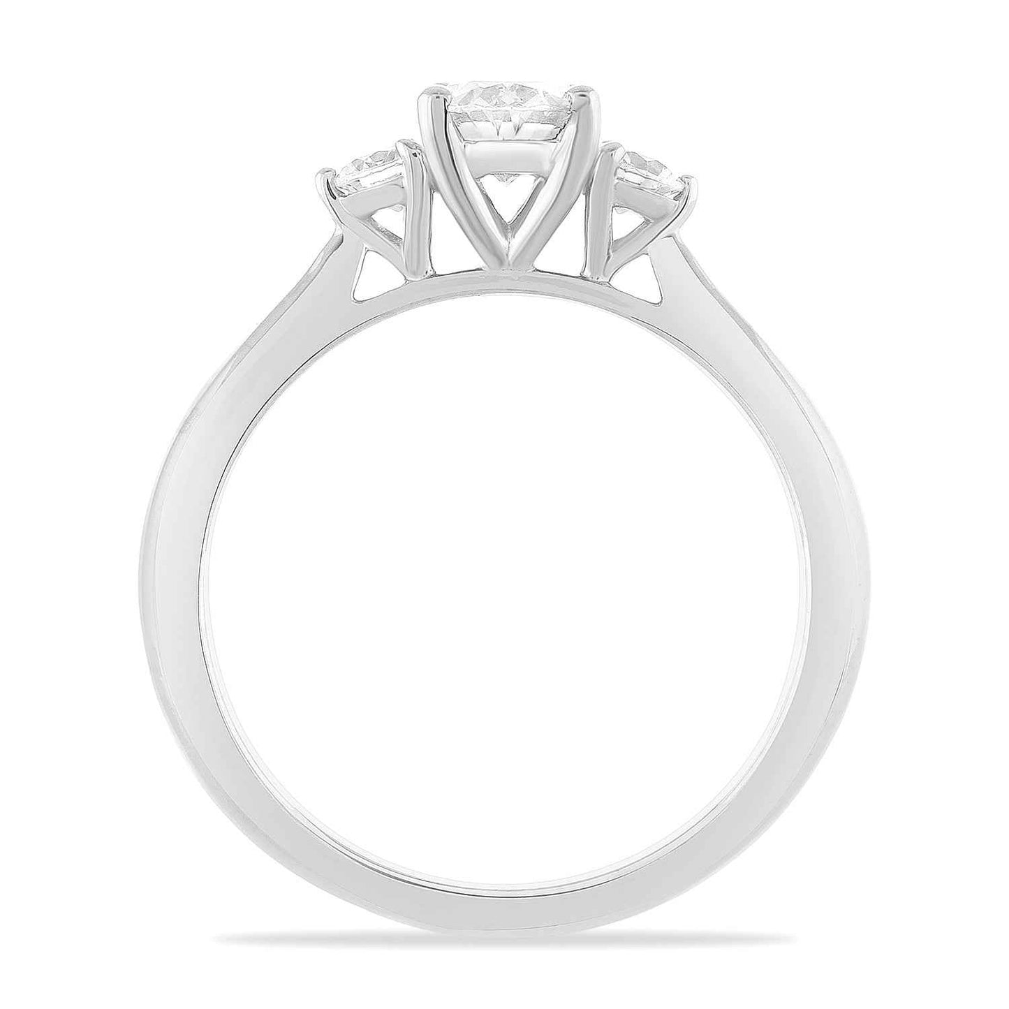 3/4 ct. tw 3 Stone Diamond Engagement Ring in 14K White Gold front view