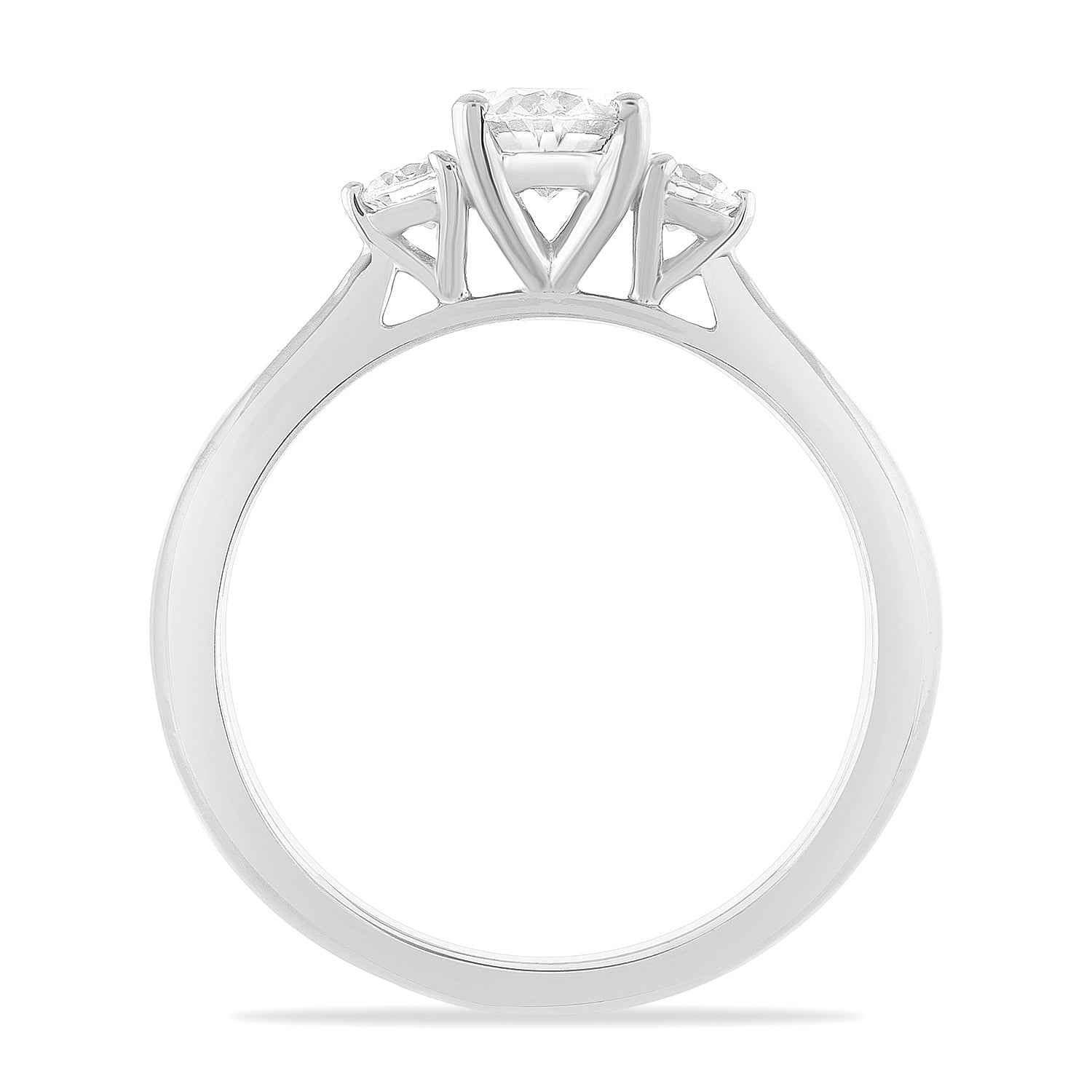 3/4 ct. tw 3 Stone Diamond Engagement Ring in 14K White Gold front view