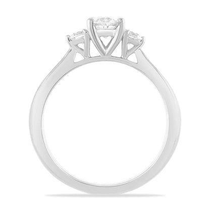 3/4 ct. tw 3 Stone Diamond Engagement Ring in 14K White Gold front view