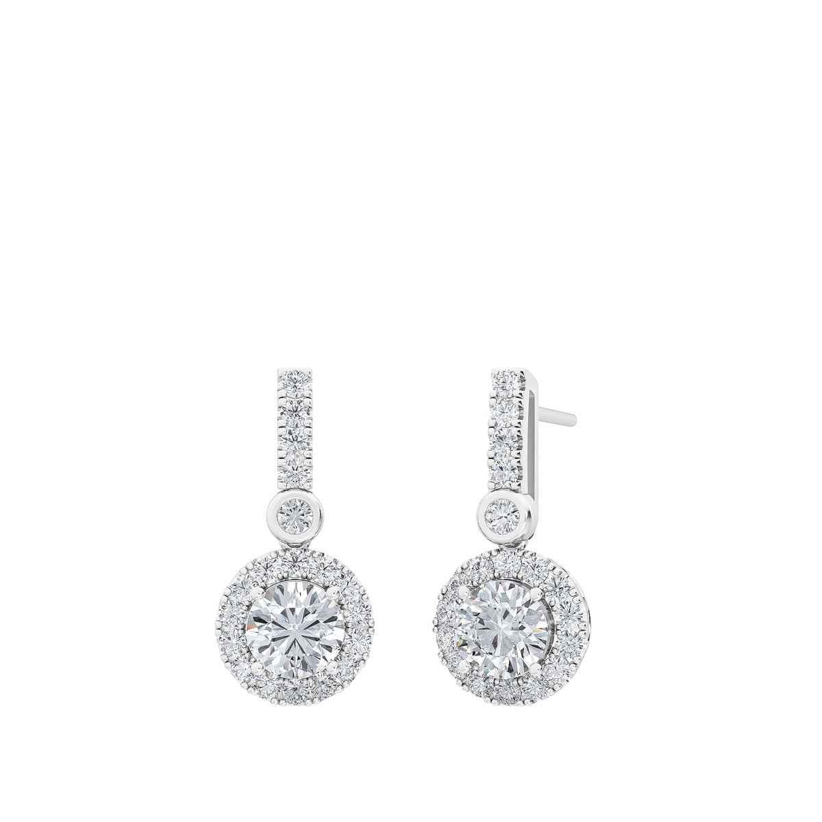 Adamante 1-1/3 ct. tw. Lab-Grown Diamond Halo Drop Earrings in 10K White Gold