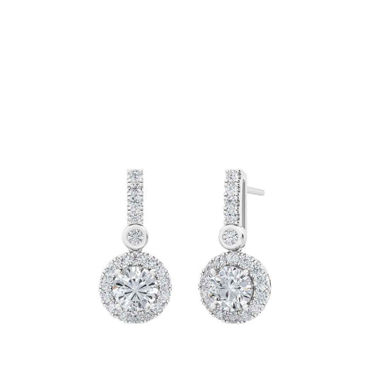 Adamante 1-1/3 ct. tw. Lab-Grown Diamond Halo Drop Earrings in 10K White Gold