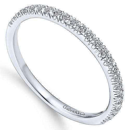 Gabriel & Co. 1/4 ct. tw. Round Inset Diamond Wedding Band in 14K White Gold close-up detail