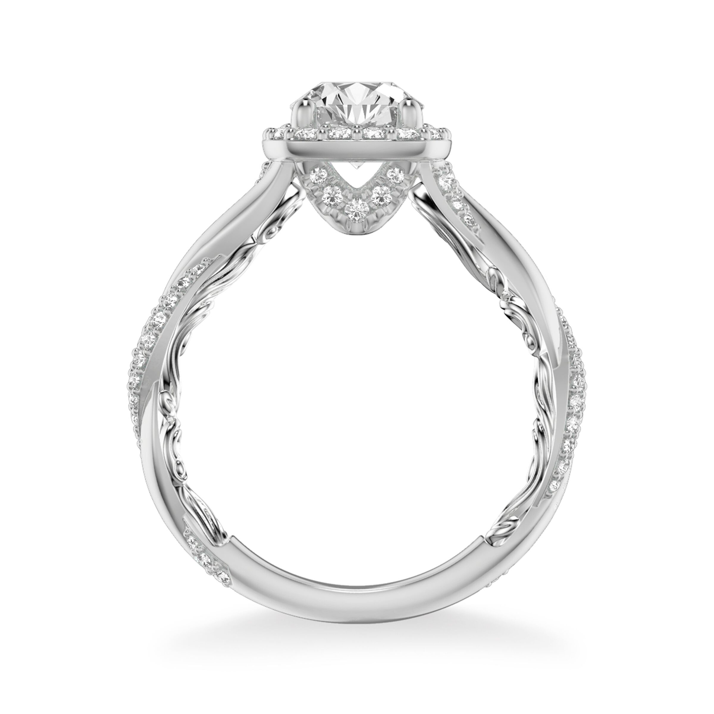 Artcarved Lyric 1/2 ct. tw. Diamond Semi-Mount Engagement Ring in 14K White Gold close-up detail