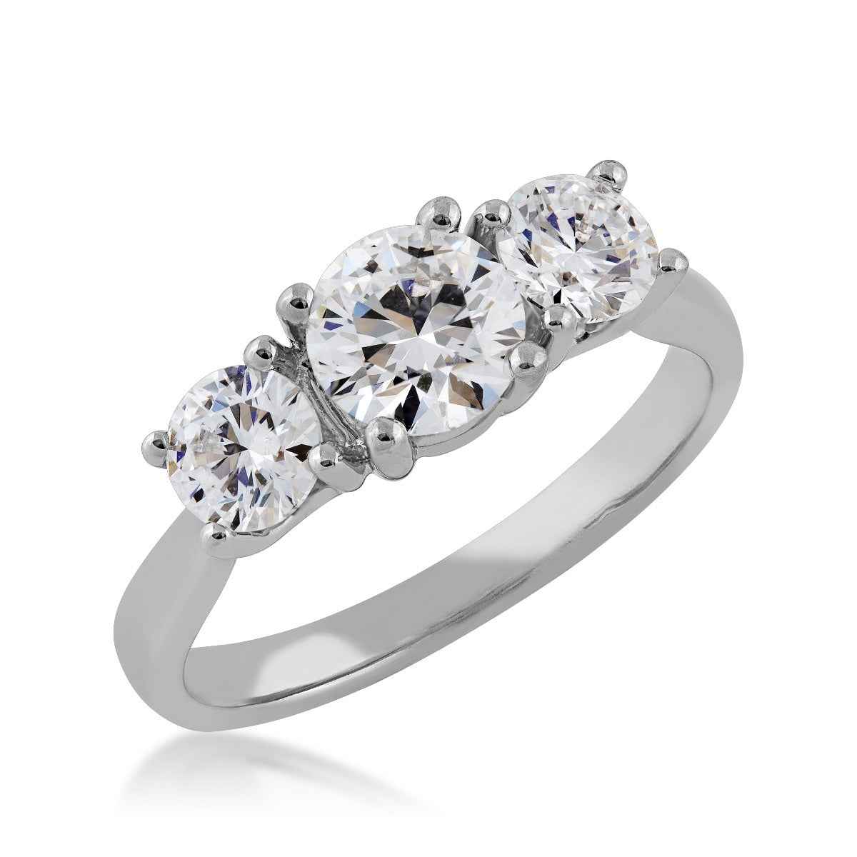 Adamante 1-1/2 ct. tw. Lab-Grown Round Brilliant Diamond 3-Stone Ring in 14K White Gold front view