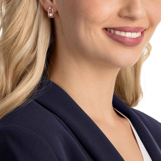 Swarovski Sparkling Dancing Crystal Stud Earrings in Rose Gold Plating front view