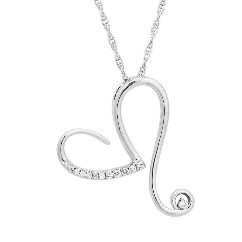 Steal Her Heartâ„¢ 1/10 ct. tw. Single and 12-Diamond Heart Pendant in Sterling Silver