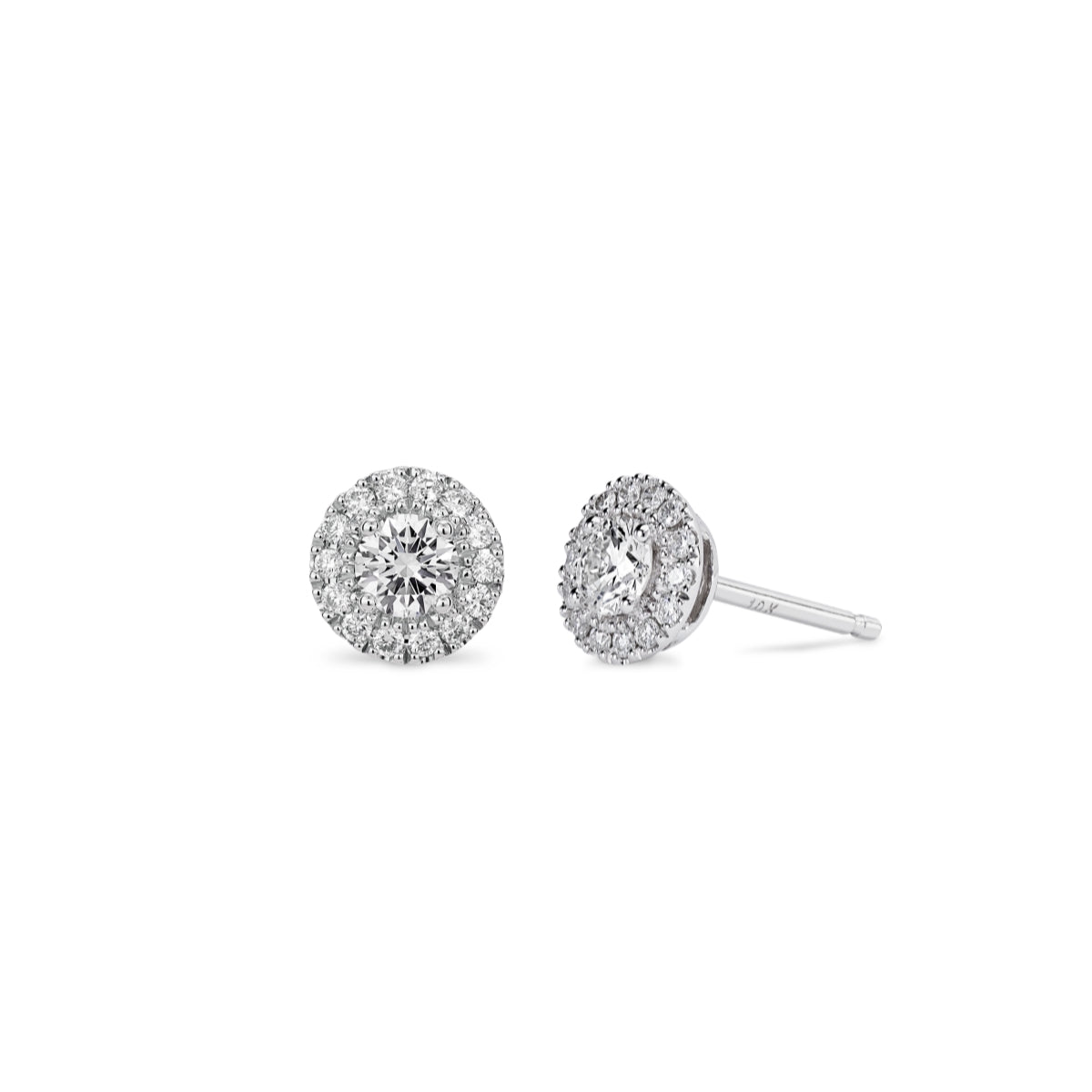 Lightbox 1/2 ct. tw. Lab-Grown Round Diamond Halo Earrings in 10K White Gold