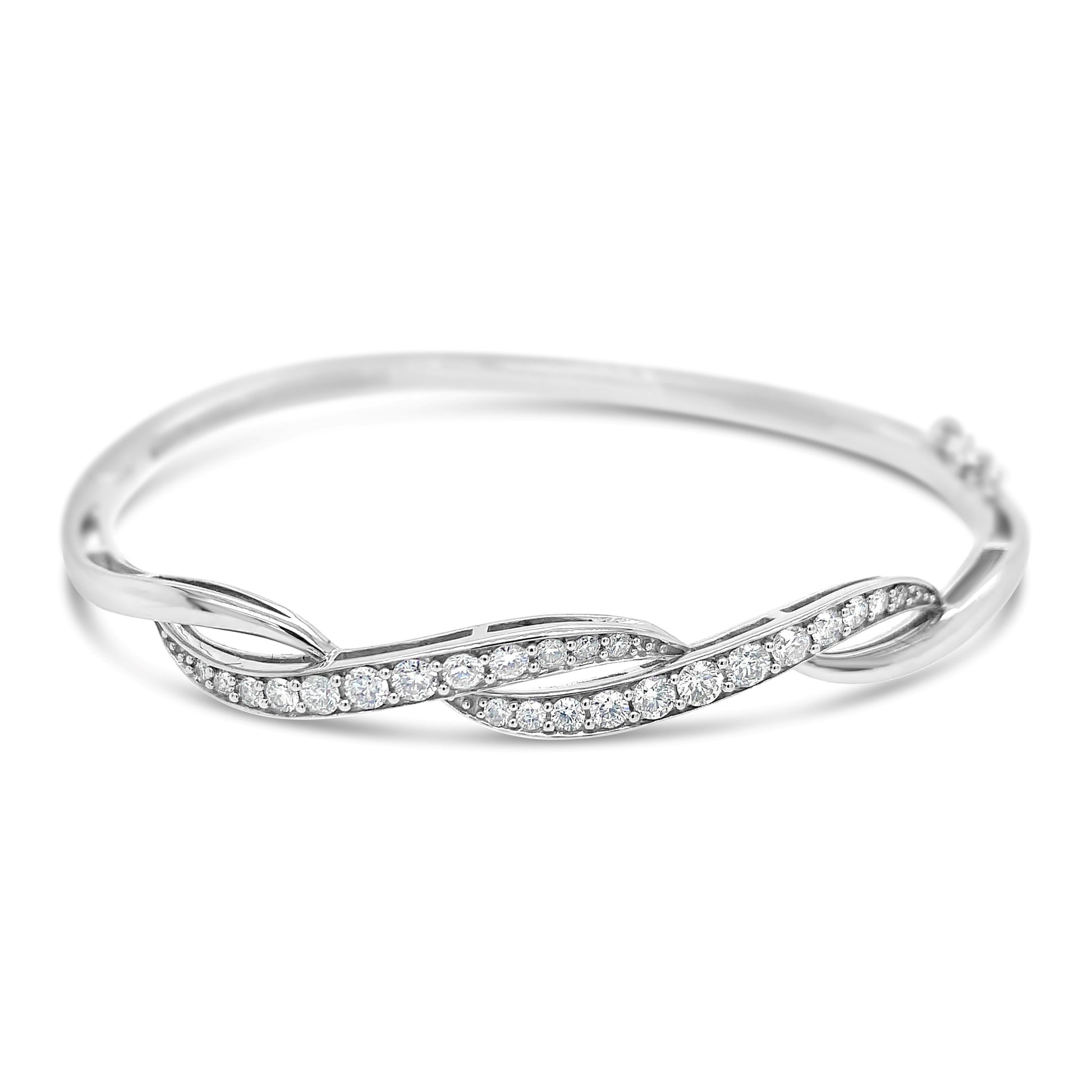 3/4 ct. tw. Diamond Twist Bangle Bracelet in 14K White Gold