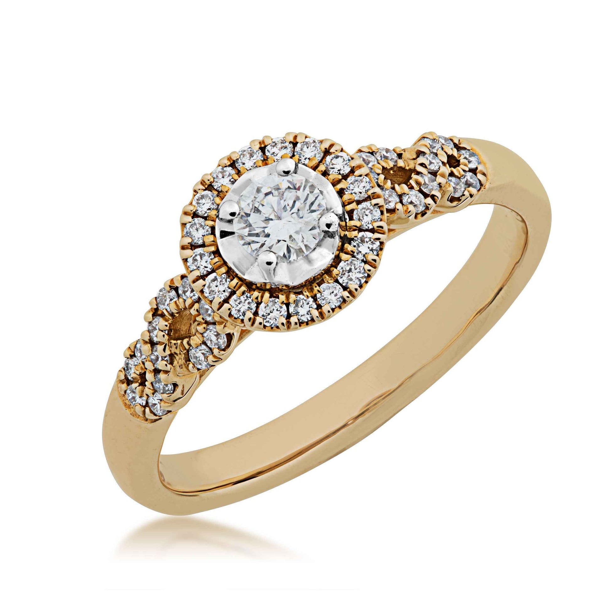 Amaura Collection 3/8 ct. tw. round brilliant Halo diamond engagement ring with Infinity Designed Band in 14K front view