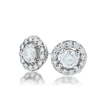 Amaura Collection 1 ct. tw. Round Brilliant Diamond Halo Earrings in 10K White Gold