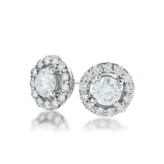 Amaura Collection 1 ct. tw. Round Brilliant Diamond Halo Earrings in 10K White Gold