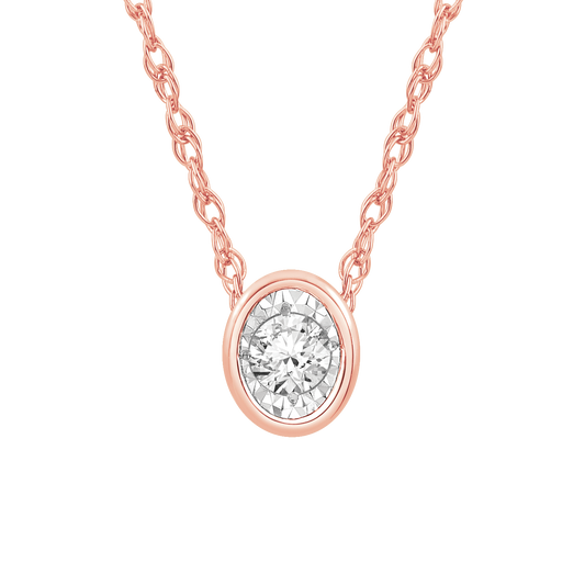 1/10 ct. tw. Oval Bezel Pendant with Miracle Plating in 10K Pink Gold