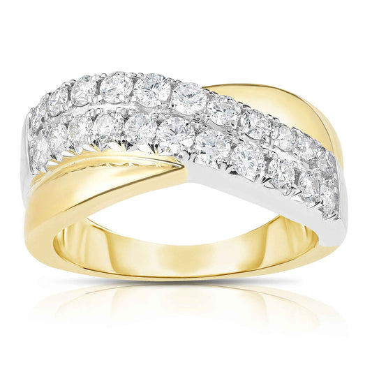 1 ct. tw. Round Wraparound Diamond Fashion Ring in 14K White and Yellow Gold