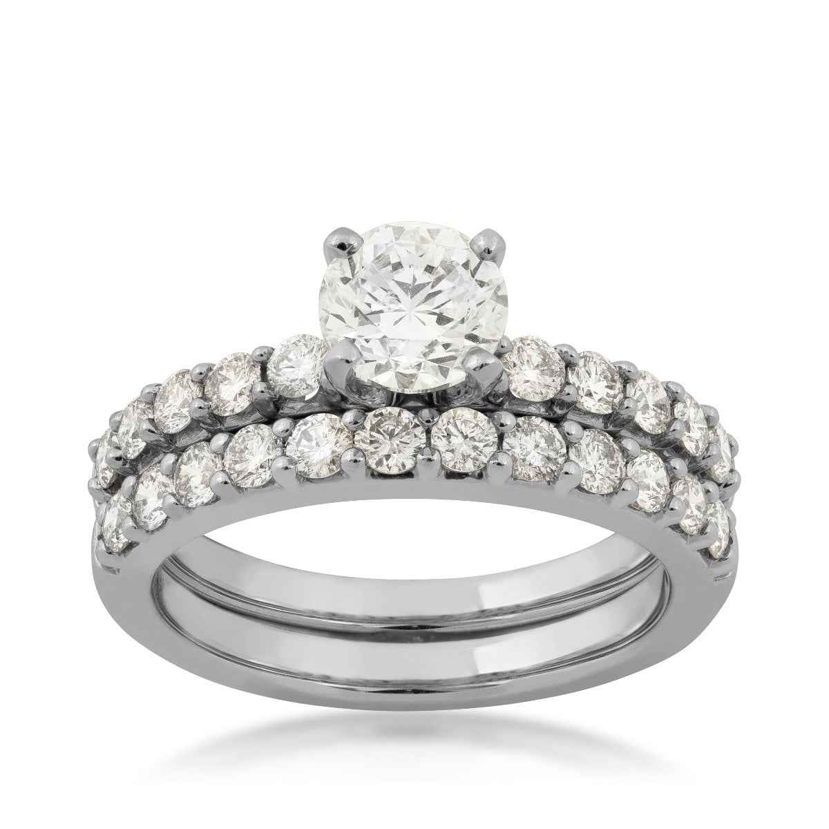 Natural 2 ct. tw. Round Brilliant Diamond Wedding Set in 14K White Gold (2)