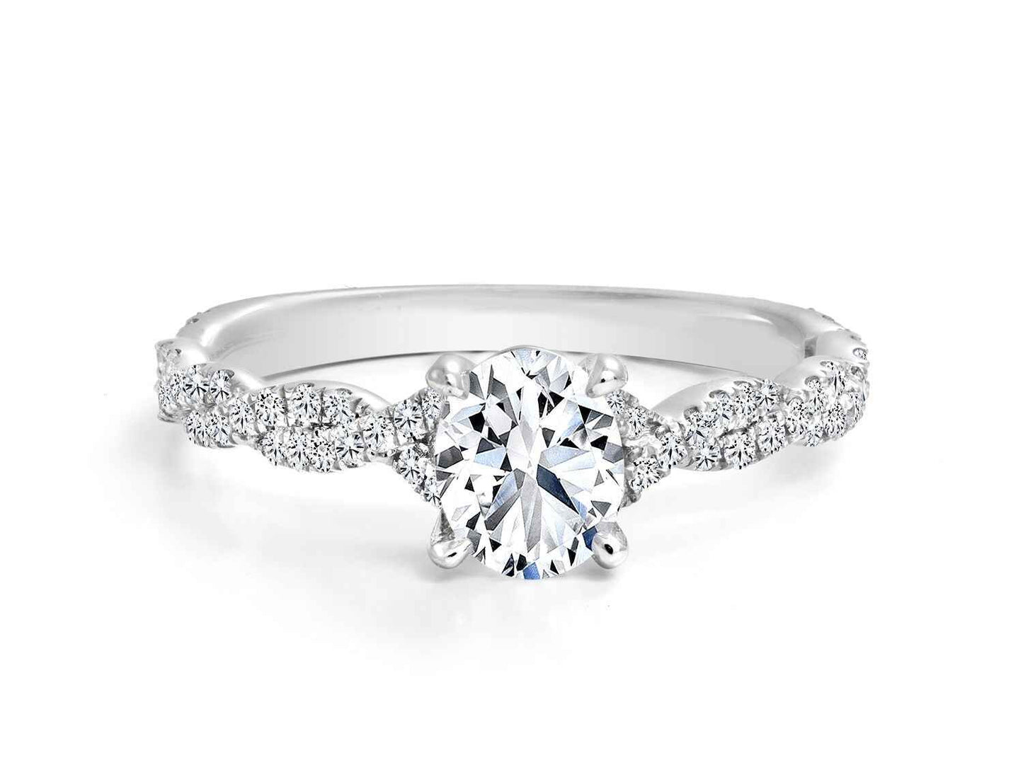 Forevermark Black Label 9/10 ct. tw Oval Diamond Engagement Ring with Twist Side Accent Diamonds in 18K White Gold