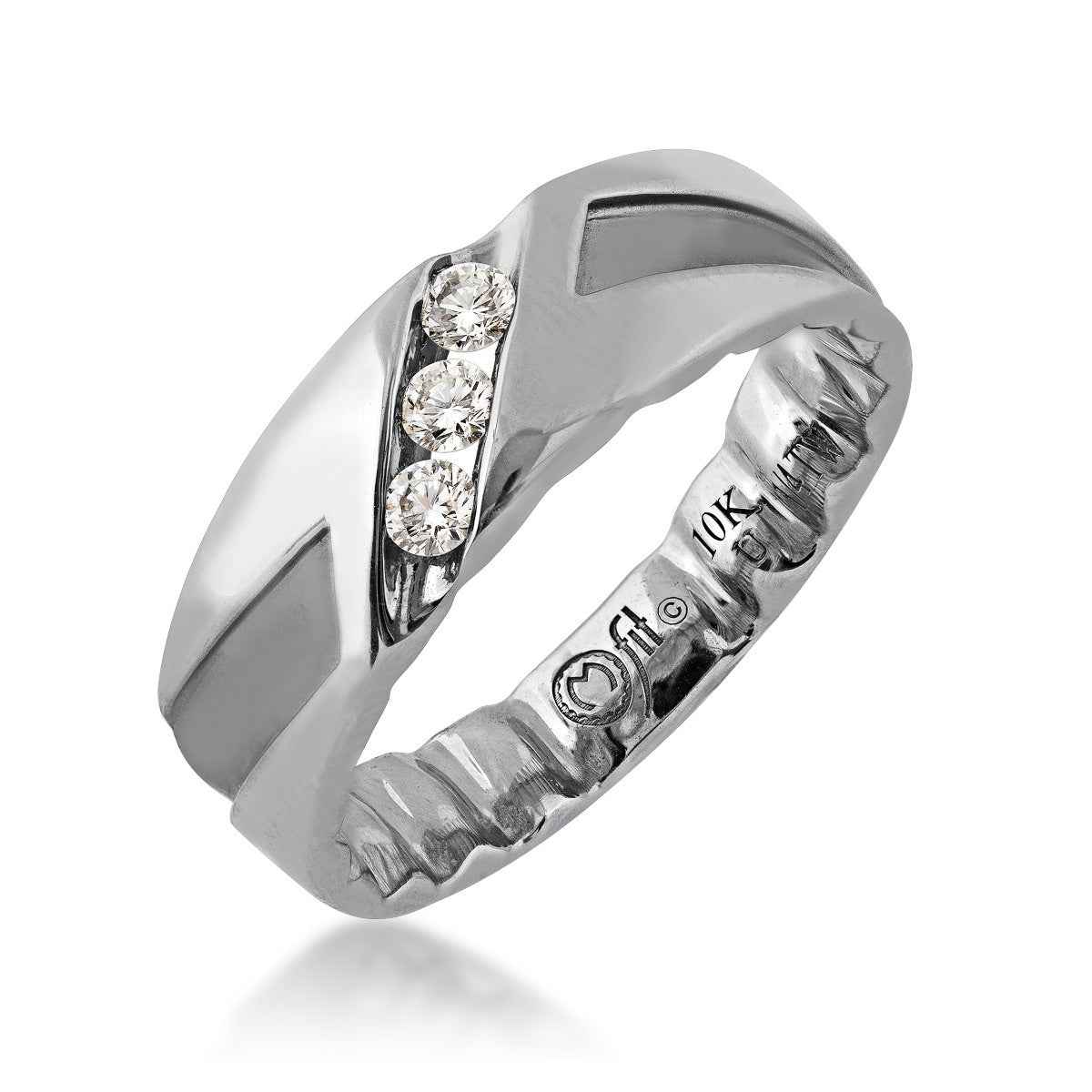 MFIT 1/4 ct. tw. Men's Diagonal Diamond Wedding Band in 10K White Gold front view