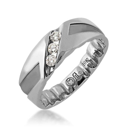 MFIT 1/4 ct. tw. Men's Diagonal Diamond Wedding Band in 10K White Gold front view
