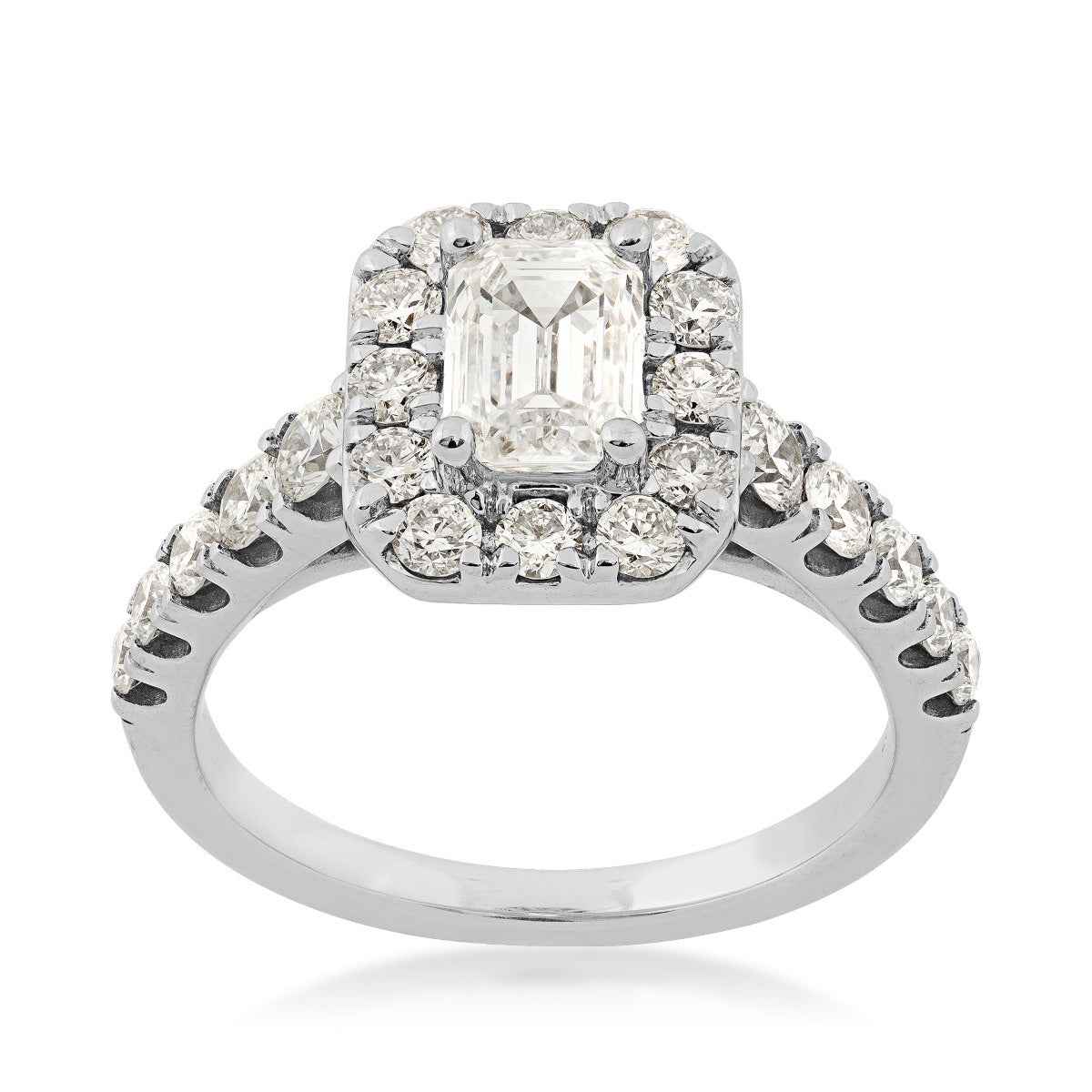 Adamante 2 ct. tw. Lab-Grown Emerald Cut Diamond Halo Engagement Ring in 14K White Gold