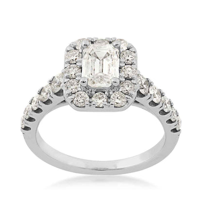 Adamante 2 ct. tw. Lab-Grown Emerald Cut Diamond Halo Engagement Ring in 14K White Gold