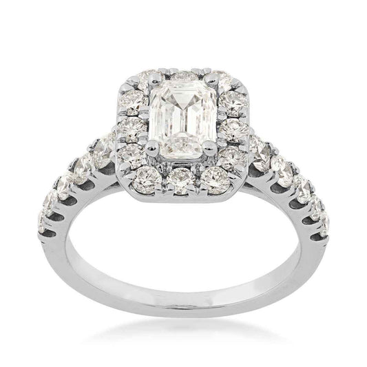 Adamante 2 ct. tw. Lab-Grown Emerald Cut Diamond Halo Engagement Ring in 14K White Gold