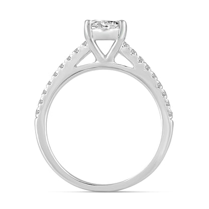 Fairytale Diamonds 3/4 ct. tw. Diamond Oval-Shaped Cluster Engagement Ring in 10K White Gold close-up detail