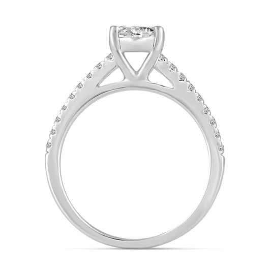 Fairytale Diamonds 3/4 ct. tw. Diamond Oval-Shaped Cluster Engagement Ring in 10K White Gold close-up detail