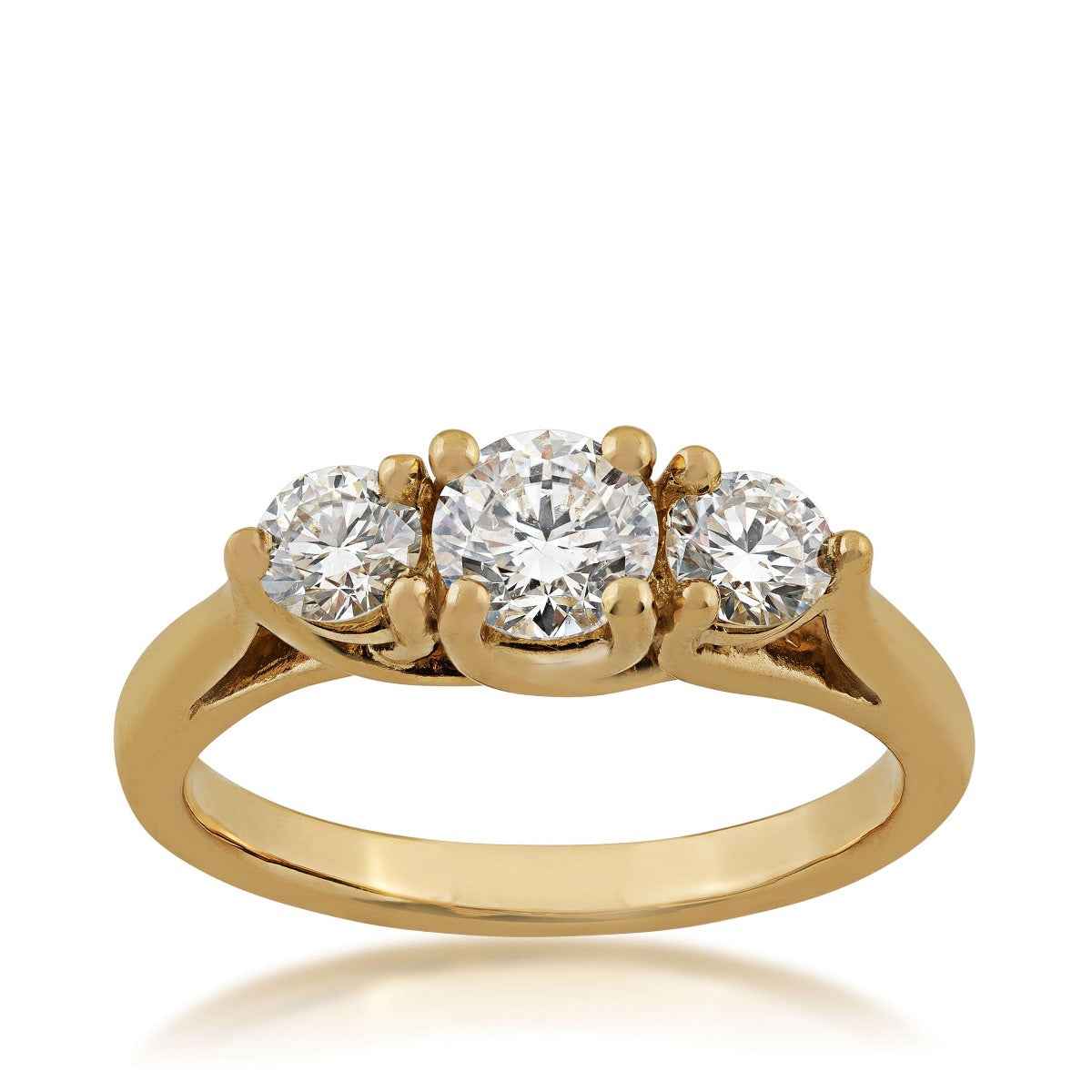 1 ct. tw. 3-Stone Round Brilliant Diamond Anniversary Ring in 14K Yellow Gold
