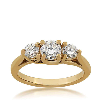 1 ct. tw. 3-Stone Round Brilliant Diamond Anniversary Ring in 14K Yellow Gold