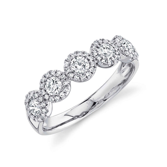 Shy Creation 3/4 ct. tw. Round Diamond Halo Fashion Ring in 14K White Gold