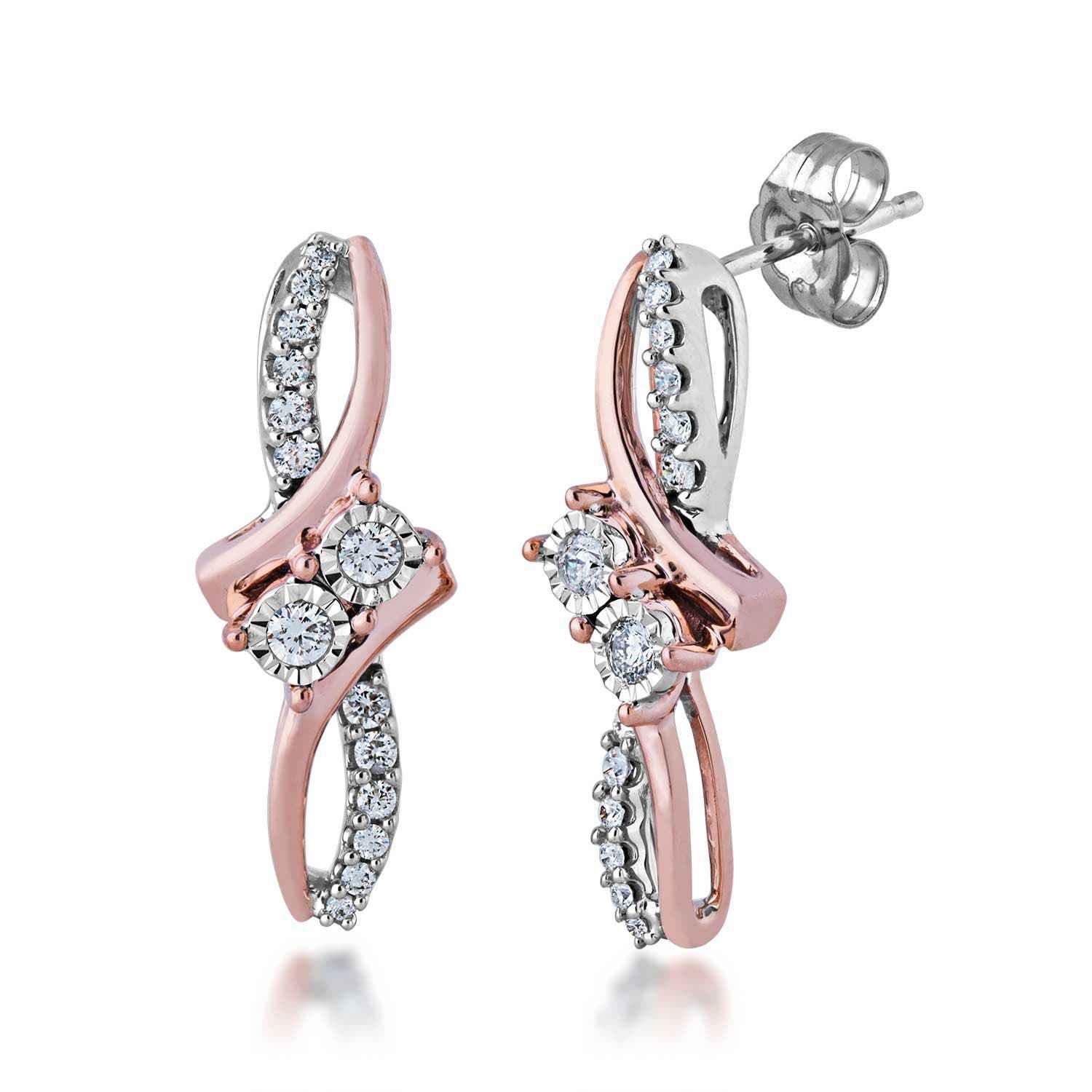 2BeLoved 1/3 ct. tw. 2 Stone Diamond Earrings in 10K White & Pink Gold