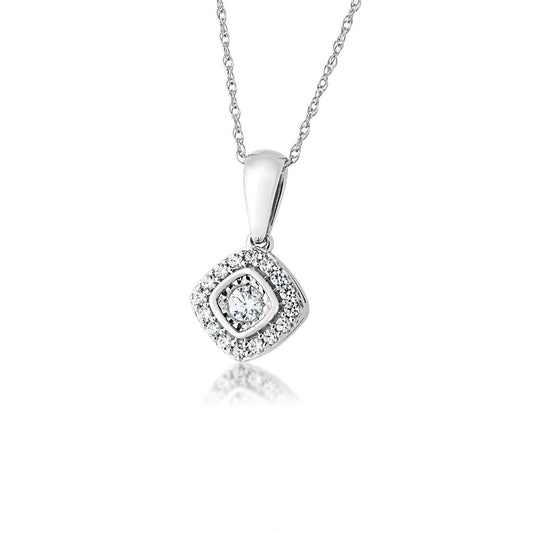 1/4 ct. tw. Square-Shaped Diamond Fashion Pendant with Miracle Plating in 10K White Gold