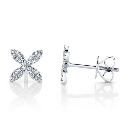 Shy Creation 1/6 ct. tw. Diamond Fashion Flower Stud Earring in 14KT White Gold front view