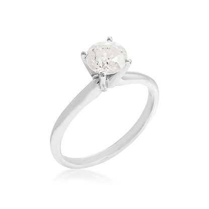 1 ct. tw. Round Brilliant Diamond Solitaire Engagement Ring in 14K White Gold front view