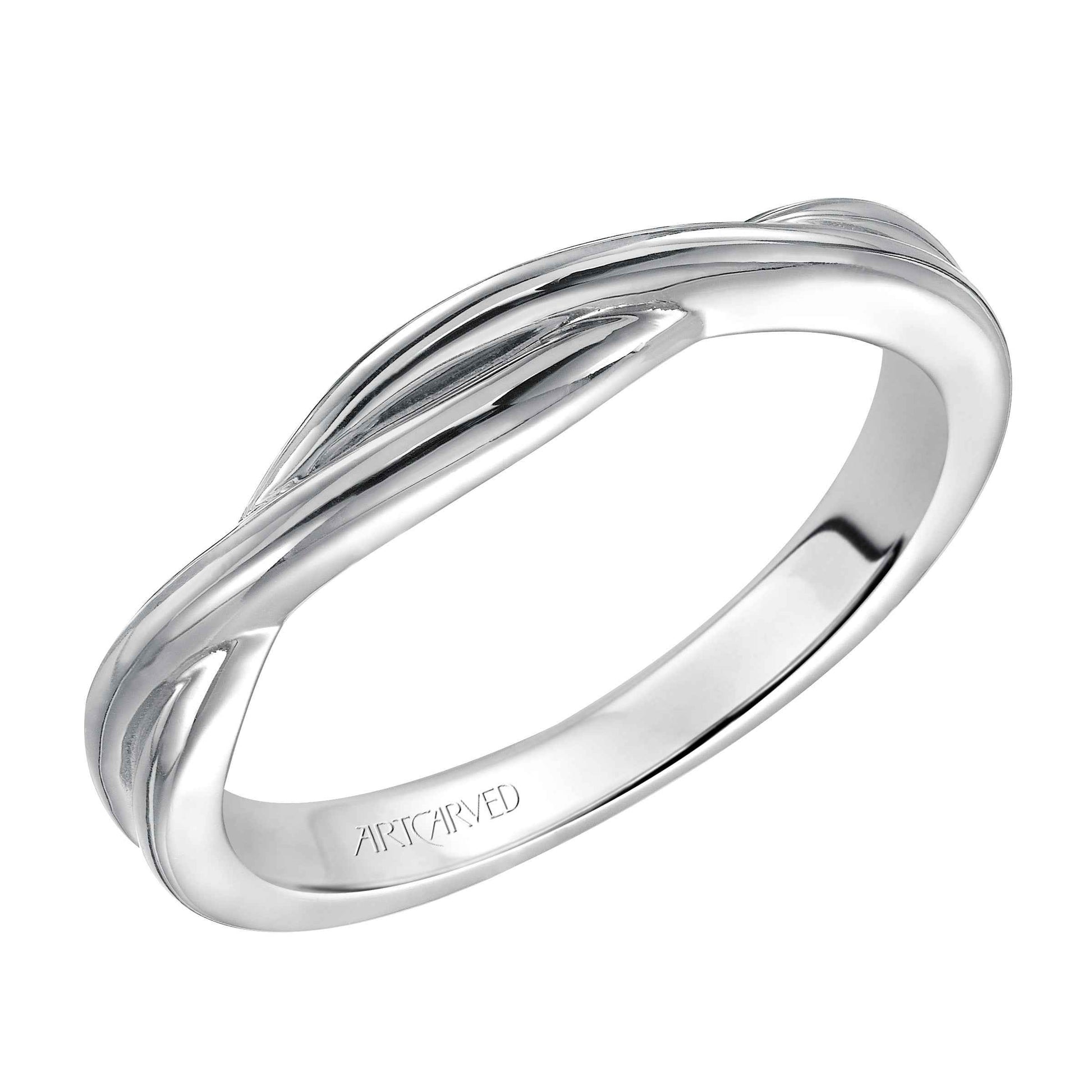 ArtCarved Twisted Wedding Band in 14K White Gold front view