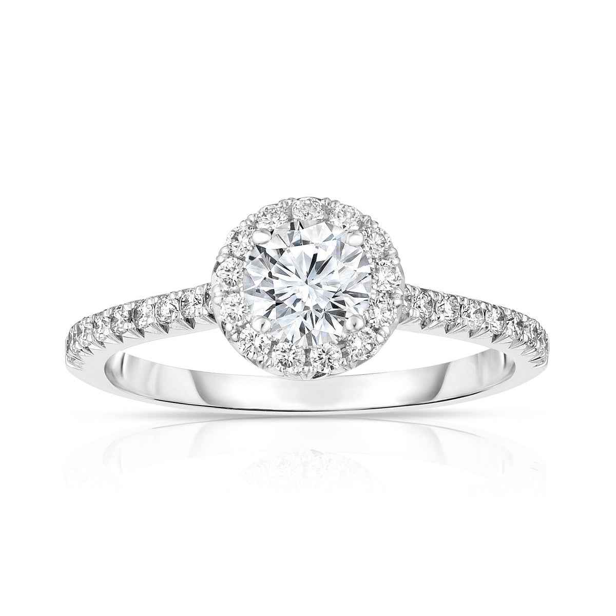 Brilliantly Yours 7/8 ct. tw. Round Brilliant Diamond Halo Engagement Ring in 14K White Gold