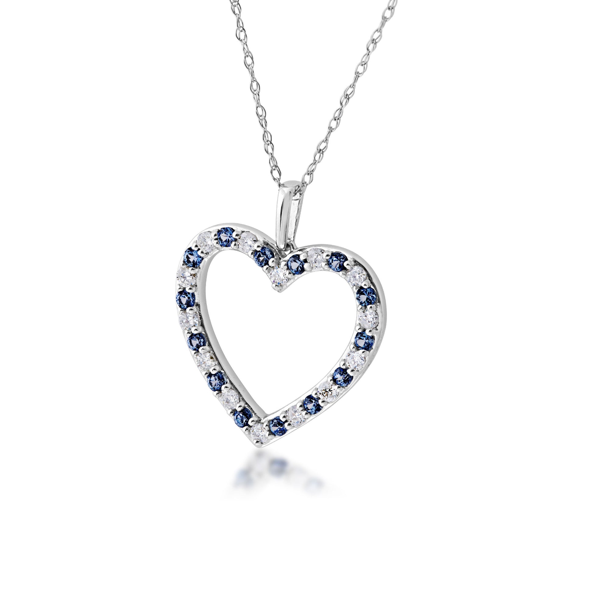 1/4 ct. tw. Diamond and Blue YOGO Sapphire Heart Pendant in 10K White Gold
