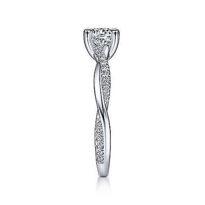 Gabriel & Co. 1/7 ct. tw. Round Brilliant Twist Semi-Mount Engagement Ring in 14K White Gold side profile