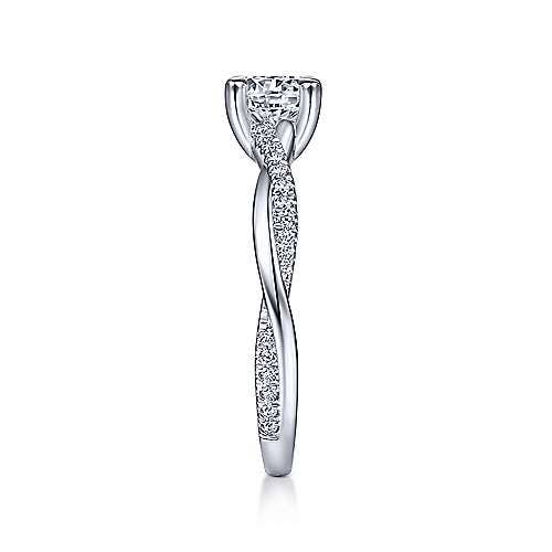Gabriel & Co. 1/7 ct. tw. Round Brilliant Twist Semi-Mount Engagement Ring in 14K White Gold side profile