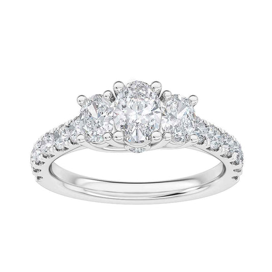 Adamante 1-1/2 ct. tw. 3-Stone Lab-Grown Diamond Oval Engagement Ring in 14K White Gold
