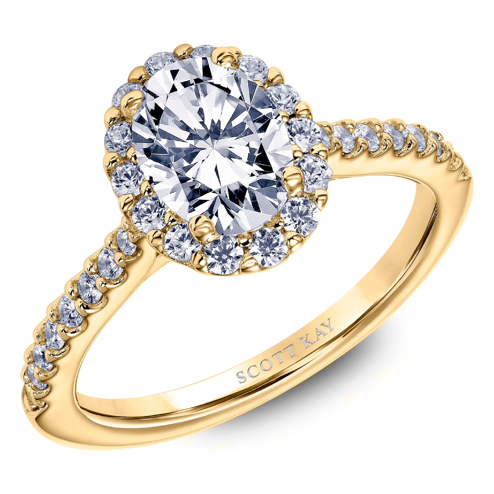 Scott Kay Luminaire 1/2 ct. tw. Diamond Halo Semi-Mount Engagement Ring in 14K Yellow Gold