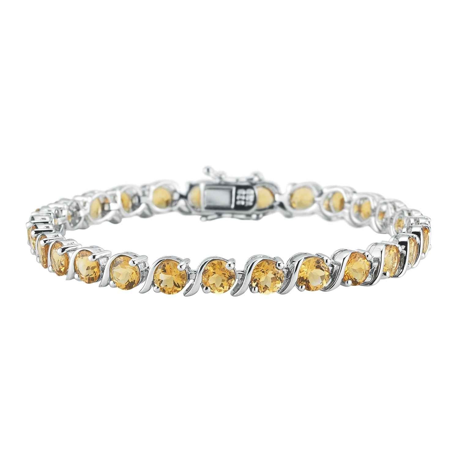 Genuine Round 5mm Citrine Bracelet in Sterling Silver