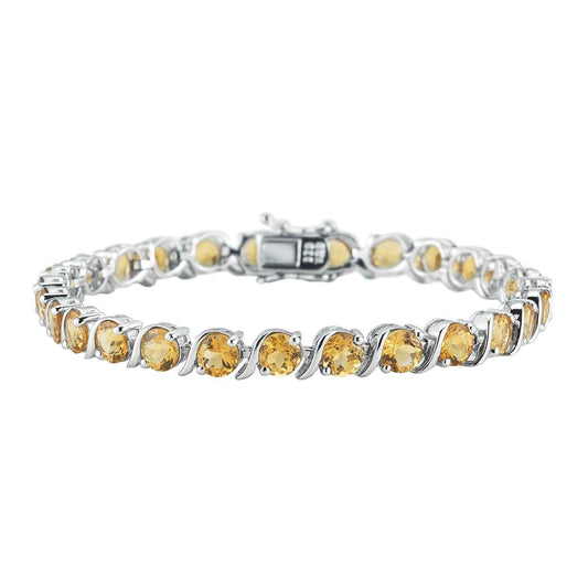Genuine Round 5mm Citrine Bracelet in Sterling Silver