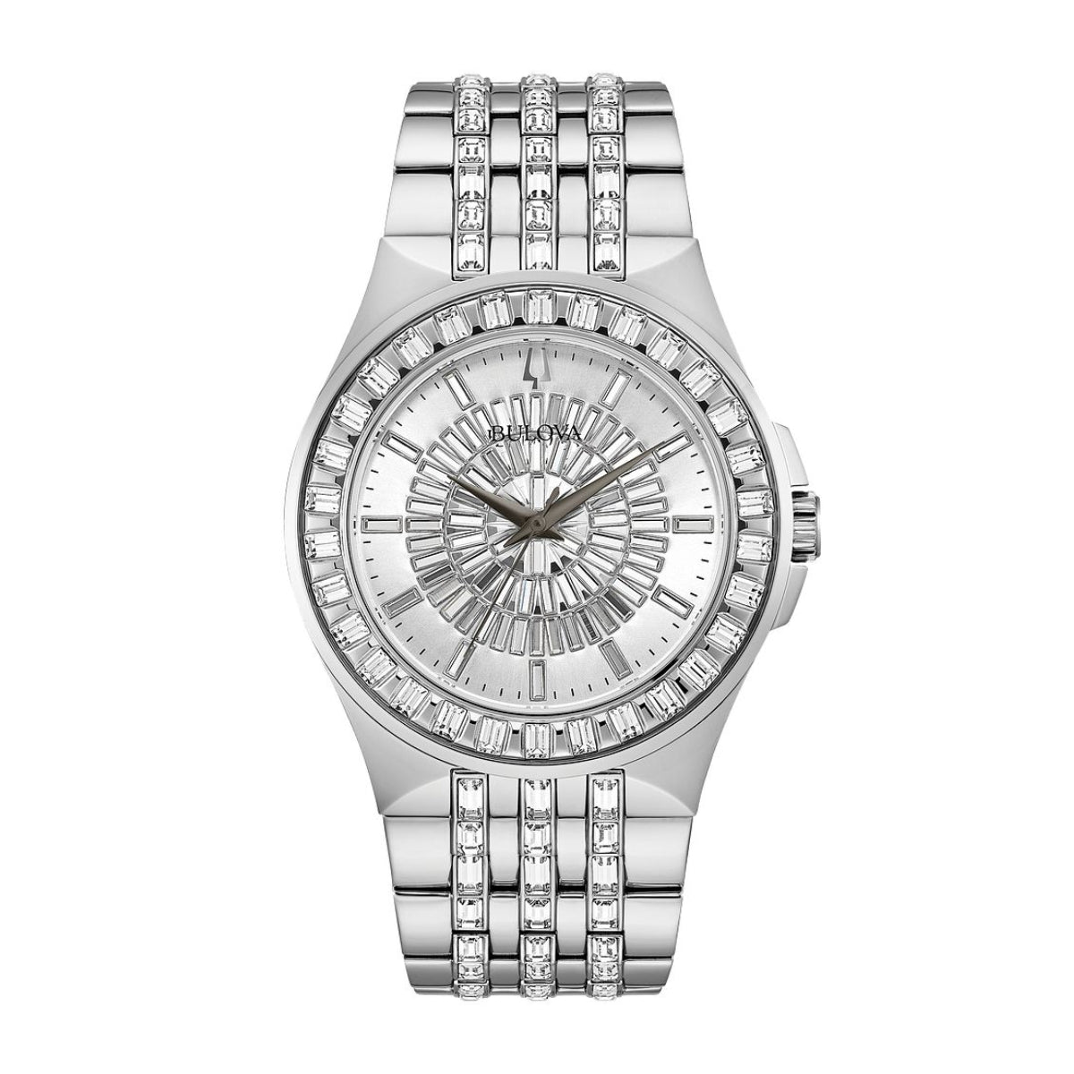 Bulova Men's Phantom Crystal Collection Stainless Steel Watch with Silver Dial