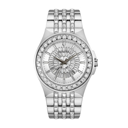 Bulova Men's Phantom Crystal Collection Stainless Steel Watch with Silver Dial