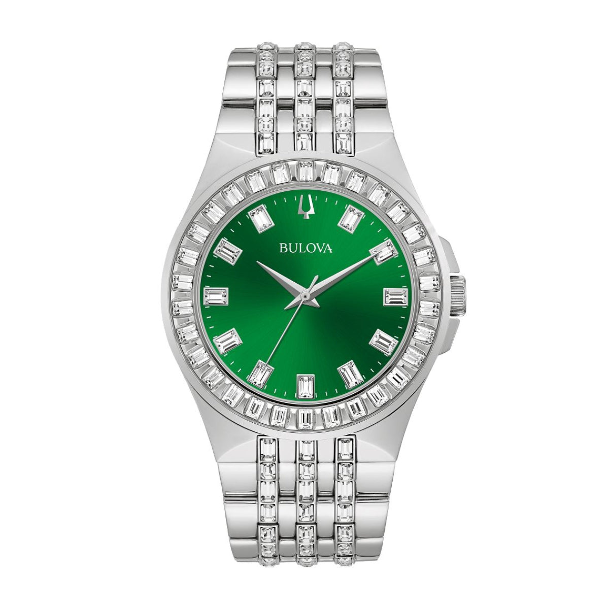 Bulova Men's Phantom Crystal Collection Stainless Steel Watch with Green Dial