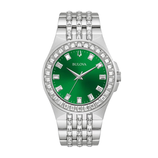 Bulova Men's Phantom Crystal Collection Stainless Steel Watch with Green Dial